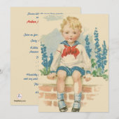Sailor Suit Boy Birthday Party Invitation Kaart (Voorkant / Achterkant)