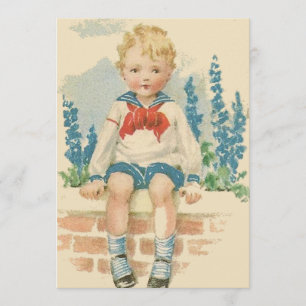 Sailor Suit Boy Birthday Party Invitation Kaart