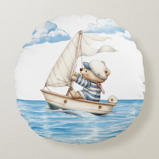 Sailor Teddy Bear Rond Kussen (Voorkant)