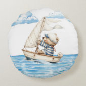 Sailor Teddy Bear Rond Kussen (Achterkant)