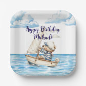 Sailor Teddy Bear verjaardagsfeestje Papieren Bordje (Voorkant)