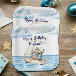 Sailor Teddy Bear verjaardagsfeestje Papieren Bordje