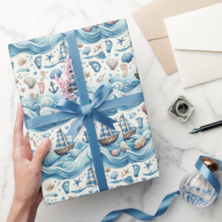 Sailor Theme Baby Boy Wrapping Papier
