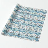 Sailor Theme Baby Boy Wrapping Papier (Uitgerold)