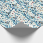 Sailor Theme Baby Boy Wrapping Papier (Hoek)