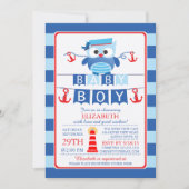 Sailor Uil Nautical Boy Baby shower Uitnodiging (Voorkant)