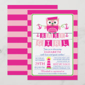 Sailor Uil Nautisch Meisje Baby shower Uitnodiging (Voorkant / Achterkant)