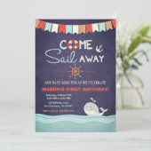 Sailor verjaardagsuitnodiging kom varen weg nautis kaart (Staand voorkant)