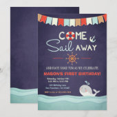 Sailor verjaardagsuitnodiging kom varen weg nautis kaart (Voorkant / Achterkant)