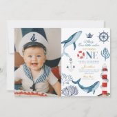 Sailor Waterverf Whale Zee 1e Verjaardag Kaart (Voorkant)