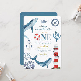 Sailor Waterverf Whale Zee 1e Verjaardag Kaart