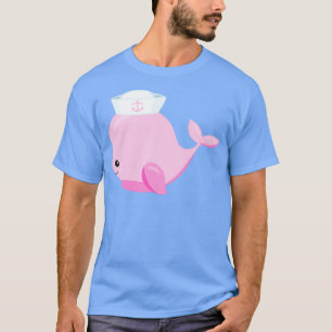 Sailor Whale Cute Whale Little Whale Roze Whale Wh T-shirt
