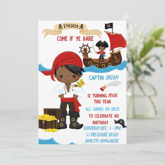 Sailors Birthday Invitation Kaart (Staand voorkant)