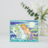 SAILOR'S FANTASY MERMAID RIDING MERHORSE, SEAHORSE BRIEFKAART (Staand voorkant)