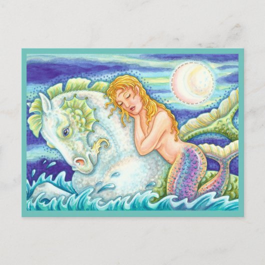SAILOR'S FANTASY MERMAID RIDING MERHORSE, SEAHORSE BRIEFKAART (Voorkant)