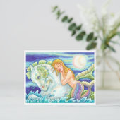 SAILOR'S FANTASY MERMAID RIDING MERHORSE, SEAHORSE BRIEFKAART (Staand voorkant)