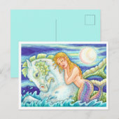 SAILOR'S FANTASY MERMAID RIDING MERHORSE, SEAHORSE BRIEFKAART (Voorkant / Achterkant)