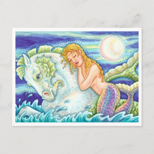 SAILOR'S FANTASY MERMAID RIDING MERHORSE, SEAHORSE BRIEFKAART (Voorkant)
