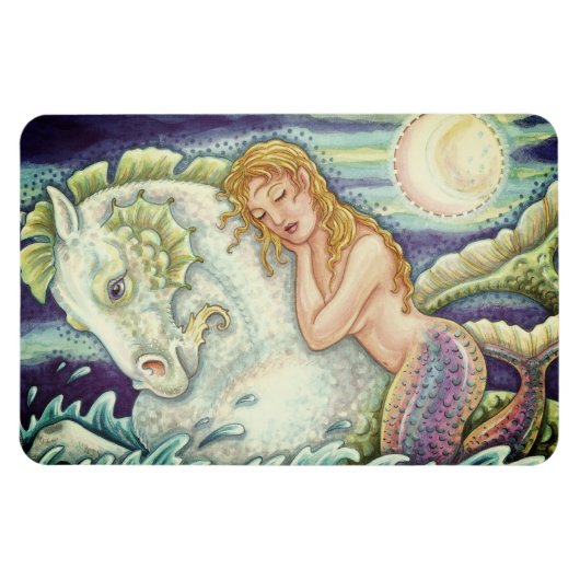 SAILOR'S FANTASY MERMAID RIDING MERHORSE, SEAHORSE MAGNEET (Horizontaal)