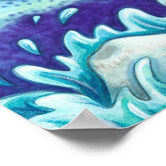 SAILOR'S FANTASY MERMAID RIDING MERHORSE, SEAHORSE POSTER (Hoek)