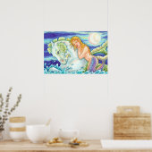 SAILOR'S FANTASY MERMAID RIDING MERHORSE, SEAHORSE POSTER (Keuken)