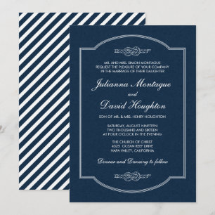 Sailor's Knot Navy Wedding Invitations Kaart