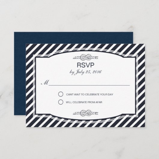 Sailor's Knot Navy Wedding RSVP Kaarten (Voorkant / Achterkant)