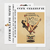 Sailors Pas op! Bachelorette Party Kaart (Voorkant / Achterkant)