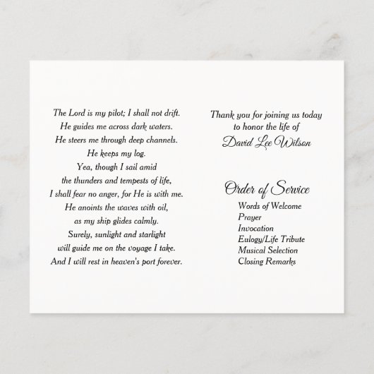 Sailor's Tribute Funeral Flyer (Achterkant)