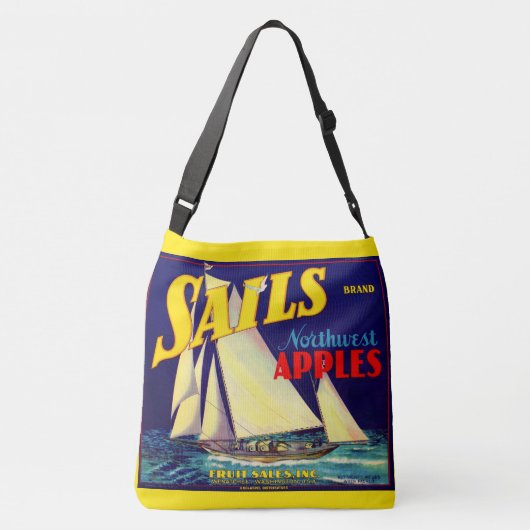 Sails Northwest Apples, 1930s, op label afdrukken Crossbody Tas (Achterkant)