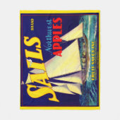 Sails Northwest Apples, 1930s, op label afdrukken Fleece Deken (Voorkant)