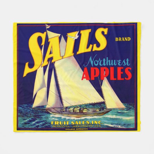 Sails Northwest Apples, 1930s, op label afdrukken Fleece Deken (Voorkant (Horizontaal))