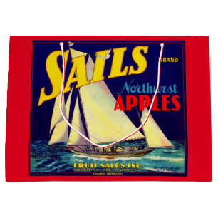 Sails Northwest Apples, 1930s, op label afdrukken Groot Cadeauzakje