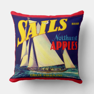 Sails Northwest Apples, 1930s, op label afdrukken Kussen