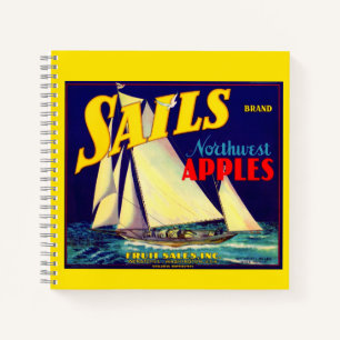 Sails Northwest Apples, 1930s, op label afdrukken Notitieboek