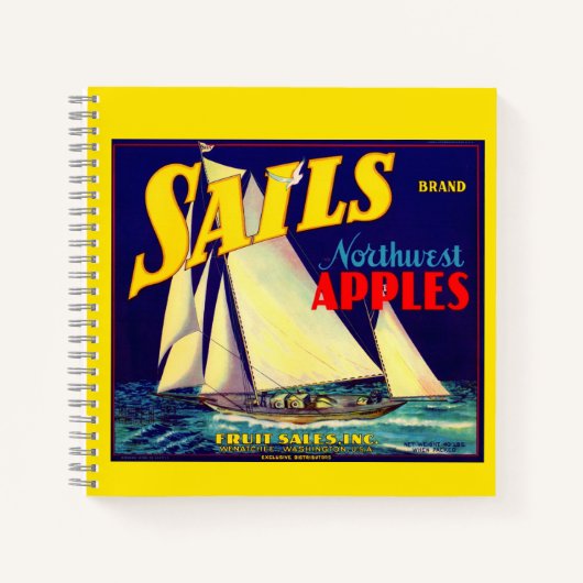 Sails Northwest Apples, 1930s, op label afdrukken Notitieboek (Voorkant)