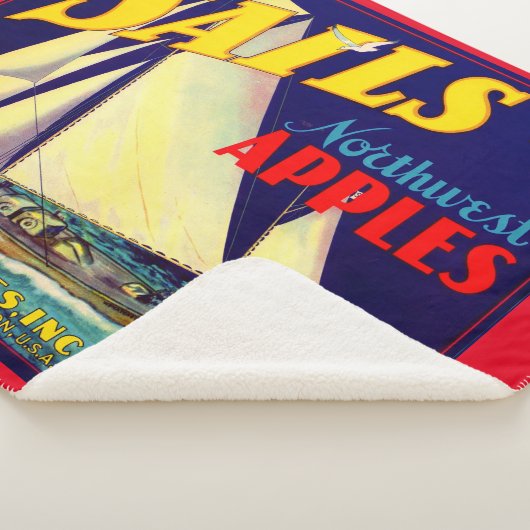 Sails Northwest Apples, 1930s, op label afdrukken Sherpa Deken (3/4)