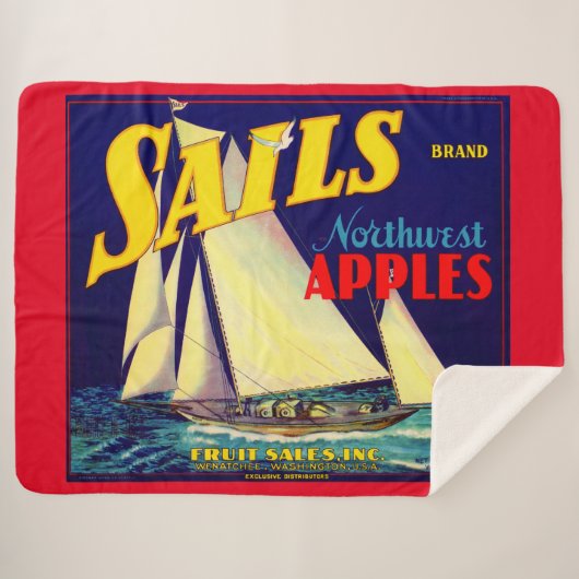 Sails Northwest Apples, 1930s, op label afdrukken Sherpa Deken (Voorkant (horizontaal))