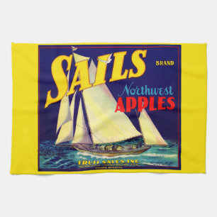Sails Northwest Apples, 1930s, op label afdrukken Theedoek