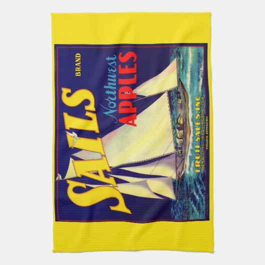 Sails Northwest Apples, 1930s, op label afdrukken Theedoek (Verticaal)