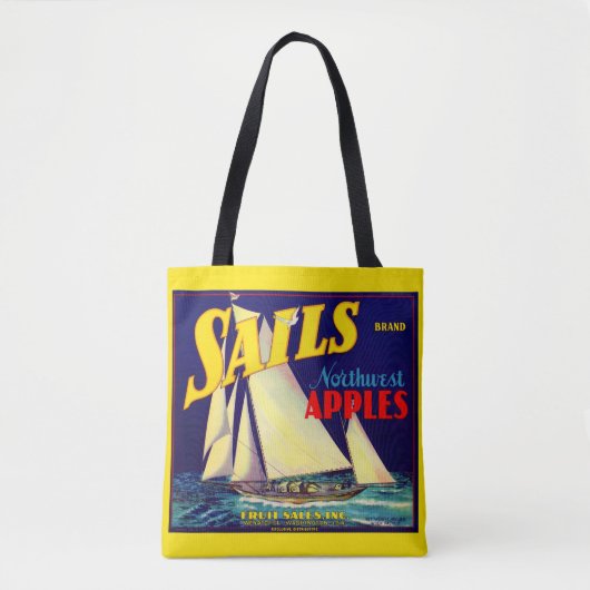 Sails Northwest Apples, 1930s, op label afdrukken Tote Bag (Voorkant)