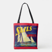 Sails Northwest Apples, 1930s, op label afdrukken Tote Bag (Achterkant)