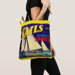 Sails Northwest Apples, 1930s, op label afdrukken Tote Bag