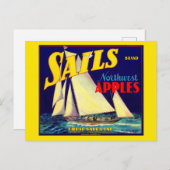 Sails Northwest Apples etiket uit de jaren '30 Briefkaart (Voorkant / Achterkant)