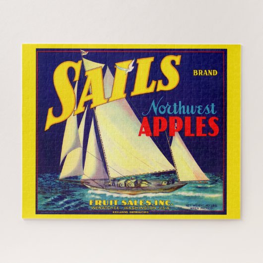 Sails Northwest Apples etiket uit de jaren '30 Legpuzzel (Horizontaal)