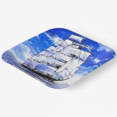 SAILSCHIP IN BLAUWE WATEREN PAPIEREN BORDJE (Gebogen)