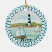 Sailships Lighthouse aangepaste naam ornament (Voorkant)