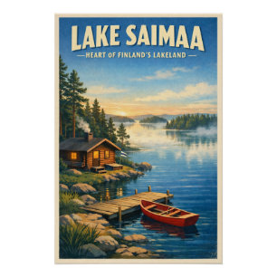 Saimaa meer, Finland, in een klassieke retro Perfect Poster