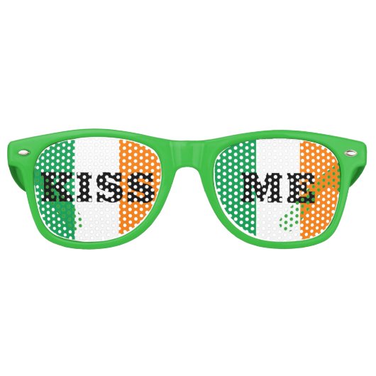 Sain Patricks Day & Irish Flag /shades Kiss me Retro Zonnebril (Voorkant)