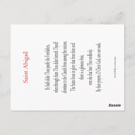Saint Abigail Prayer-kaart Briefkaart (Achterkant)